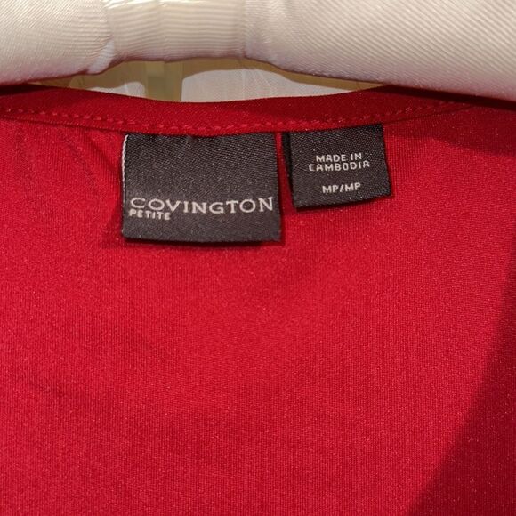 Covington MP Vibrant Red Sequined Diagonal Stripes Sleeveless Tank Top - Picture 7 of 9